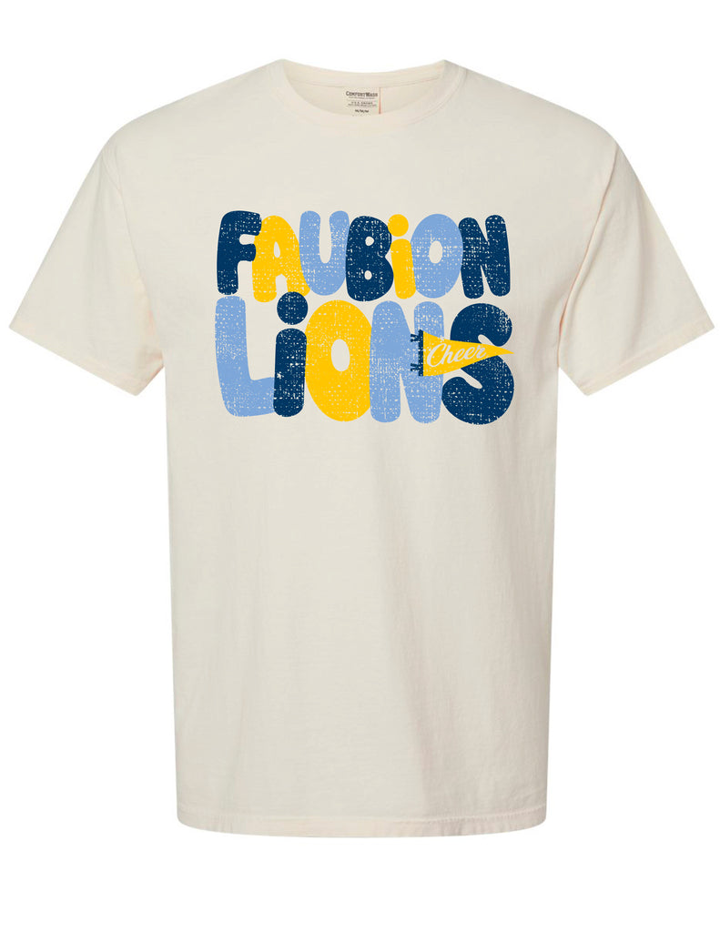 Faubion Cheer Bubble Pennant Parchment Comfort Wash Tee