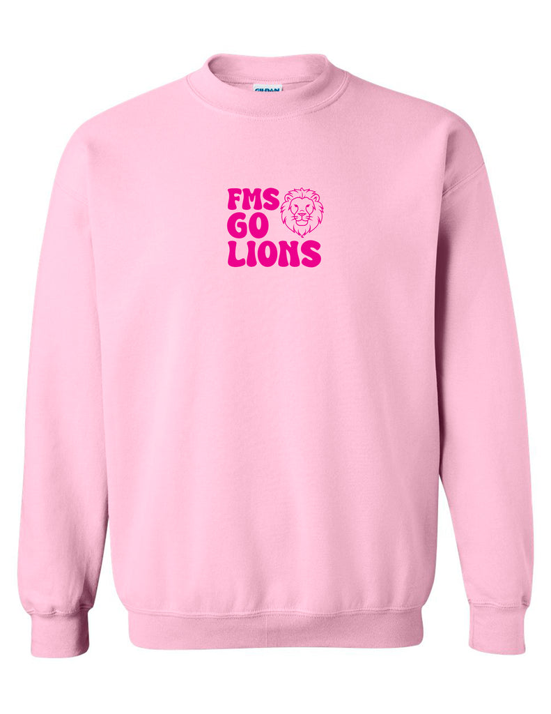Faubion Cheer Go Lions Pink Gildan Crewneck