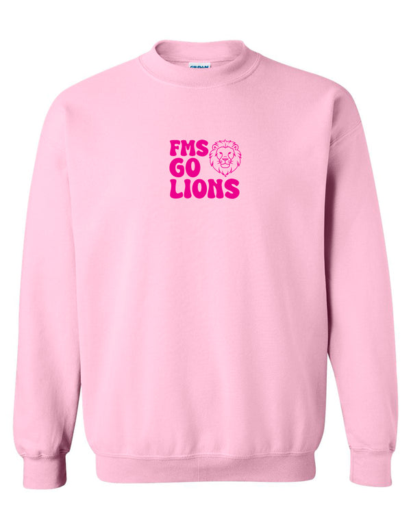 Faubion Cheer Go Lions Pink Gildan Crewneck