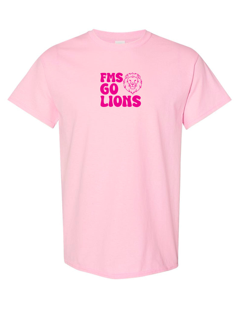 Faubion Cheer Go Lions Pink Gildan Tee