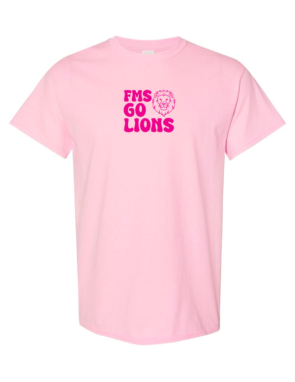 Faubion Cheer Go Lions Pink Gildan Tee