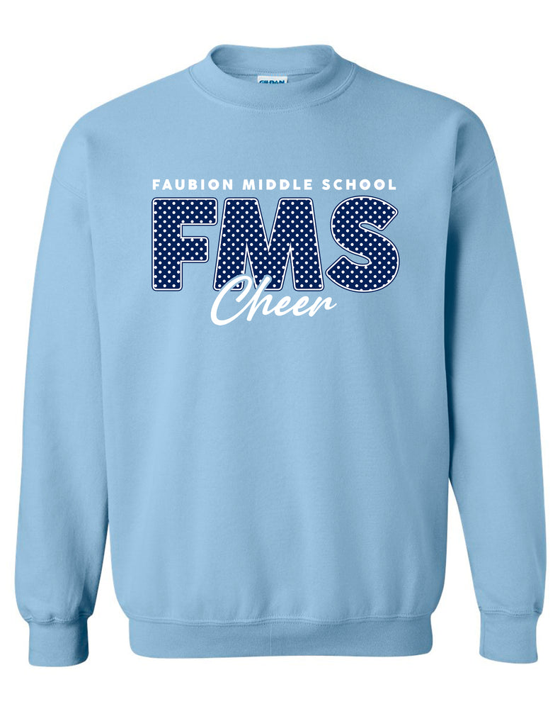 Faubion Cheer Polka Dot Gildan Light Blue Crewneck