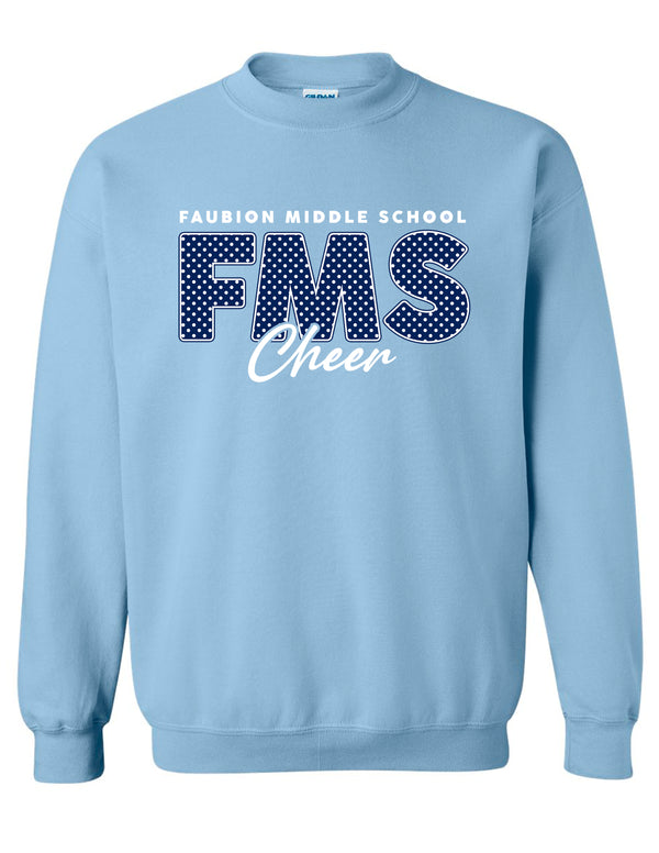 Faubion Cheer Polka Dot Gildan Light Blue Crewneck