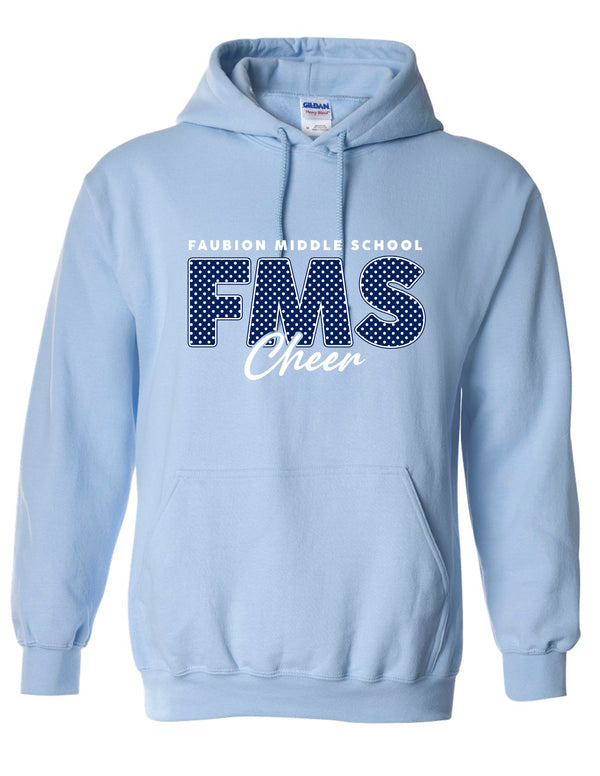 Faubion Cheer Polka Dot Gildan Light Blue Hoodie