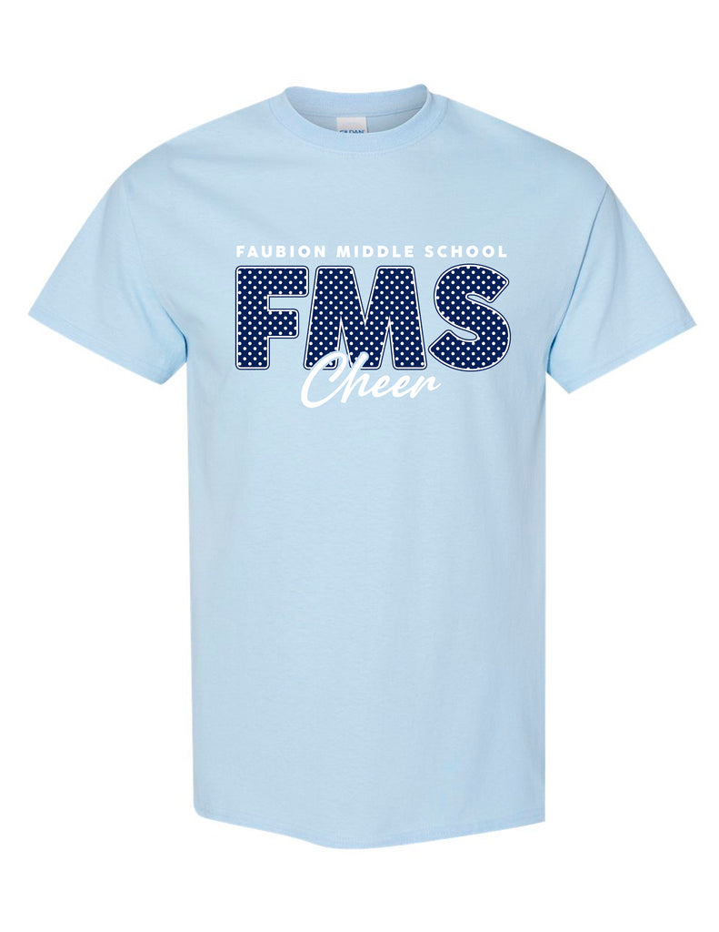 Faubion Cheer Polka Dot Gildan Light Blue Tee