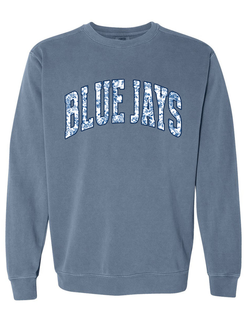 McKinney Lacrosse Floral Bluejays Comfort Colors Crewneck Sweatshirt