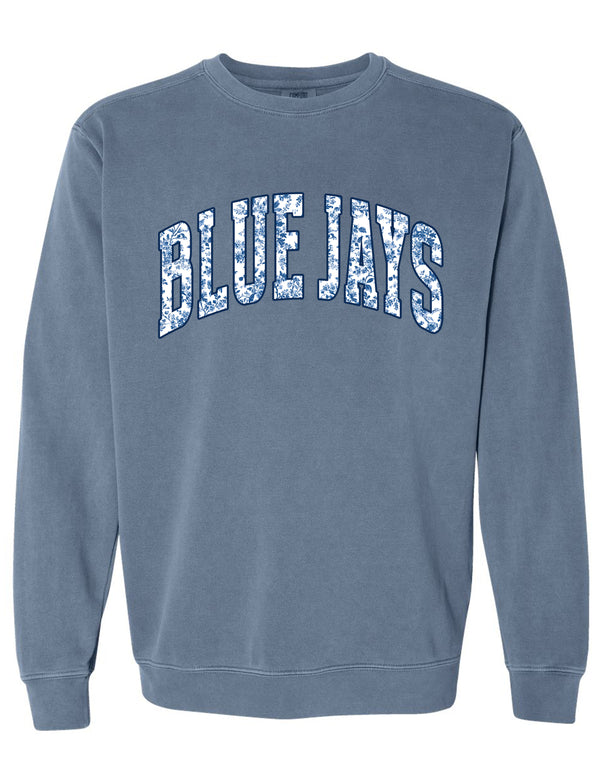 McKinney Lacrosse Floral Bluejays Comfort Colors Crewneck Sweatshirt