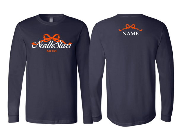 NorthStars Bella Canvas Mom Bow Navy Longsleeve Tee