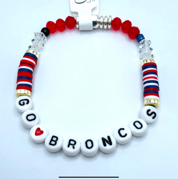 MBHS Football Go Broncos Word Stretch Bracelet
