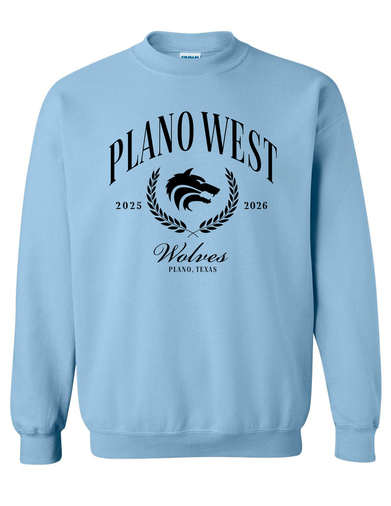 Plano West Cheer Light Blue Logo Social Club Crewneck Sweatshirt