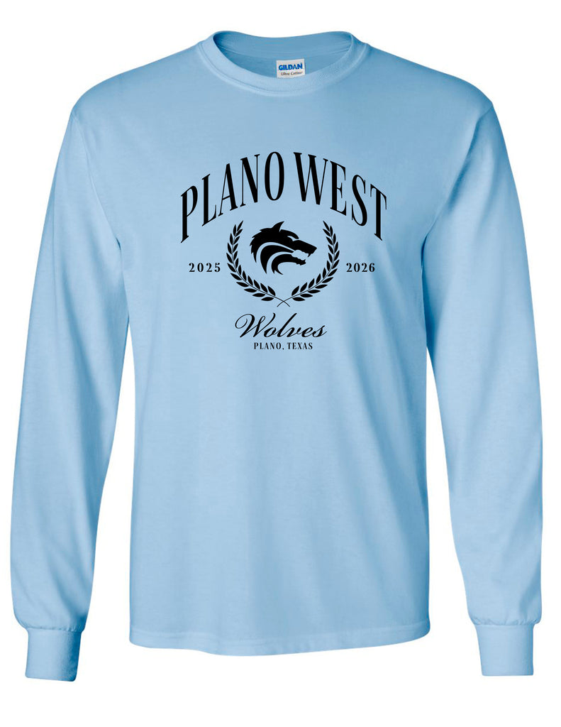 Plano West Cheer Light Blue Logo Social Club Long Sleeve Tee