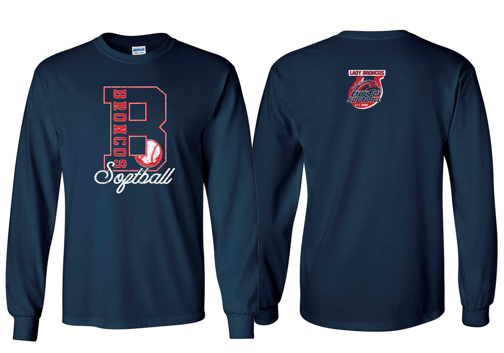 Boyd Softball Navy B Design Long Sleeve Tee