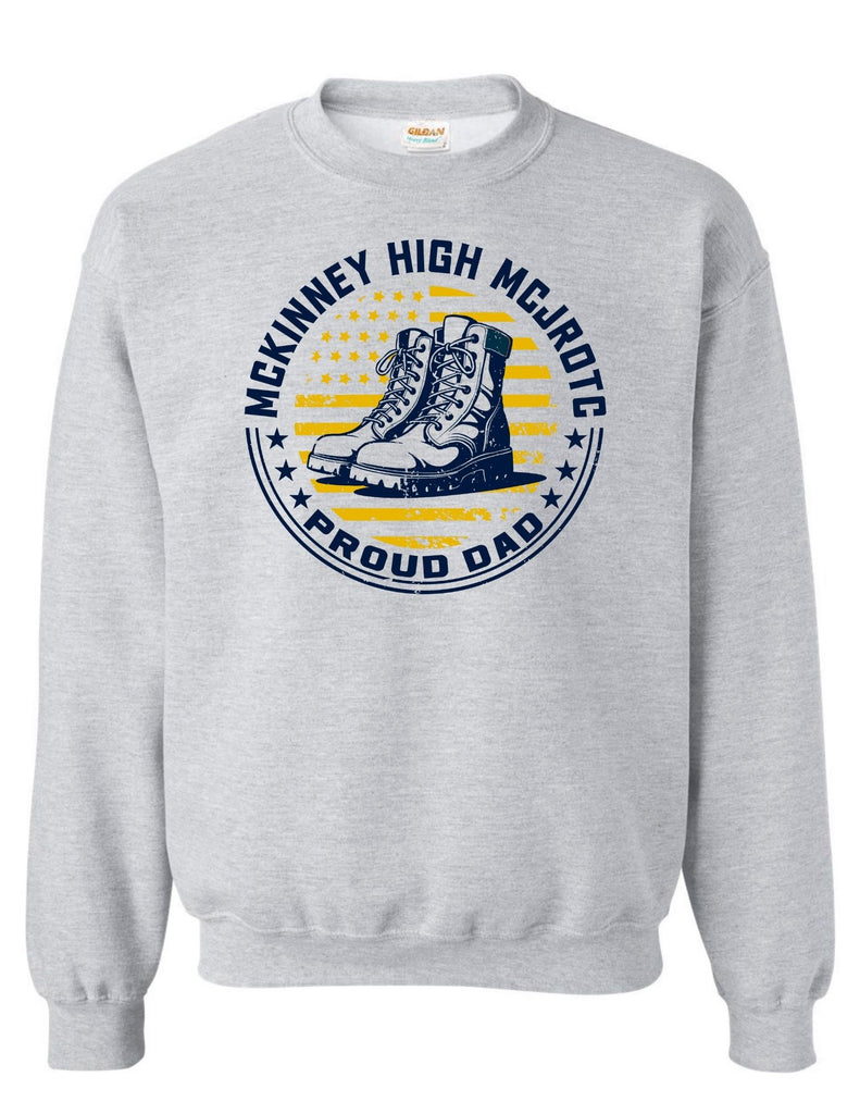 McKinney High JROTC Ash Gray Proud Dad Crewneck Sweatshirt