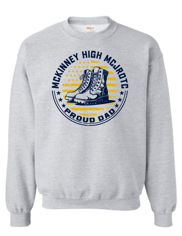 McKinney High JROTC Ash Gray Proud Dad Crewneck Sweatshirt