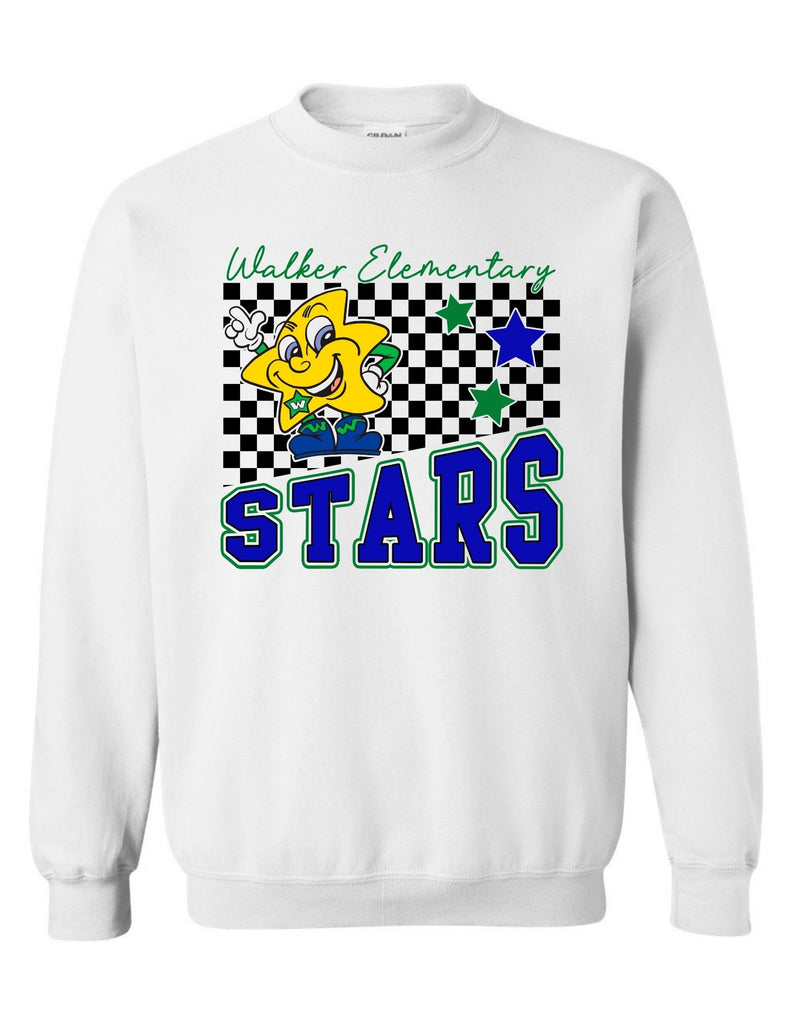 Walker Elementary Stars White Checker Crewneck Sweatshirt