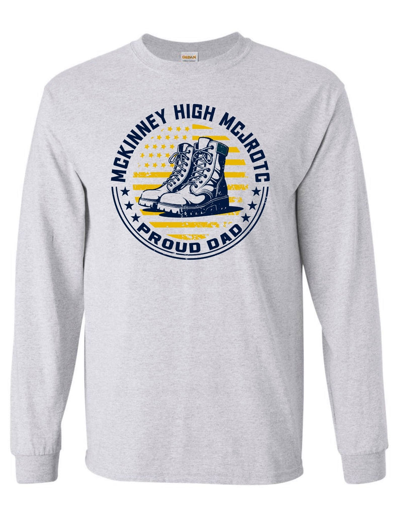 McKinney High JROTC Ash Gray Proud Dad Long Sleeve