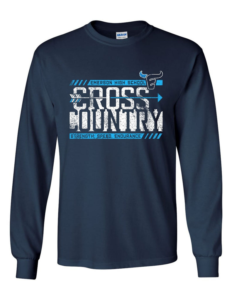Emerson Cross Country Navy Arrow Design Long Sleeve Tee