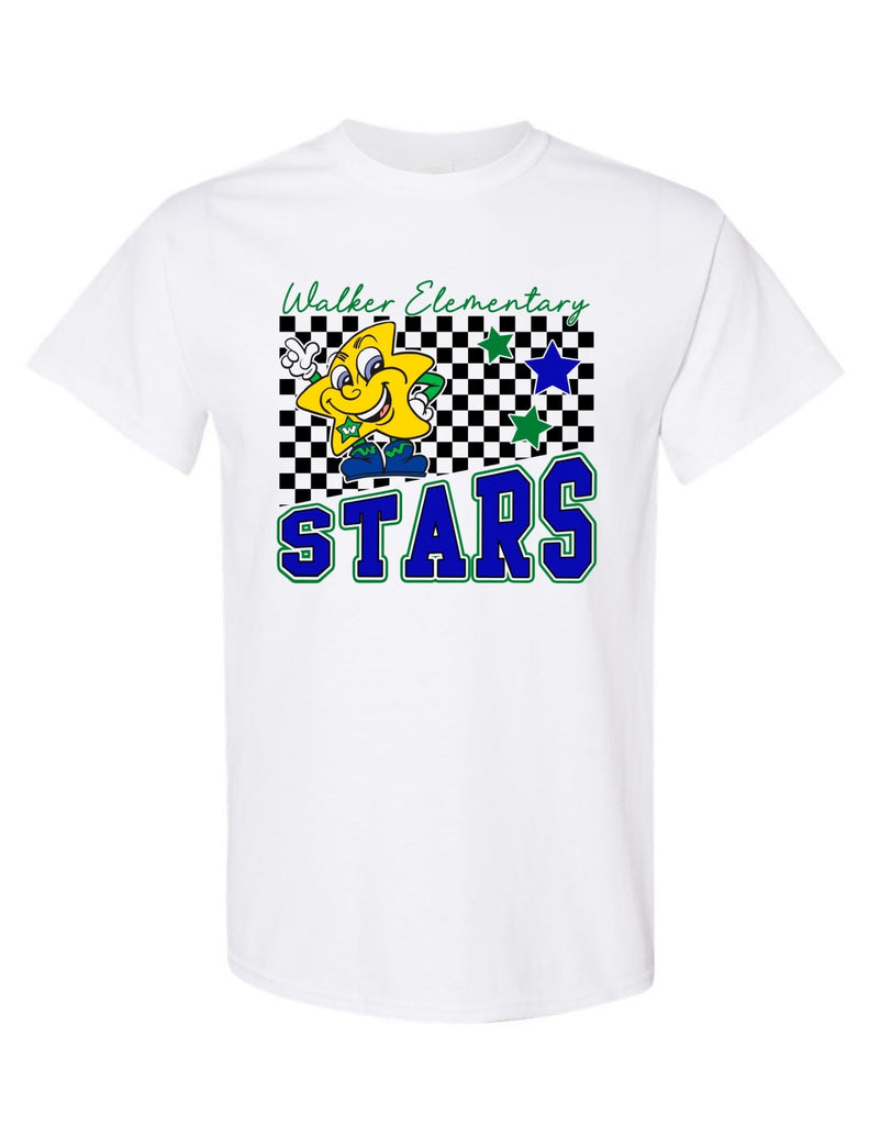 Walker Elementary Stars White Checker Tee