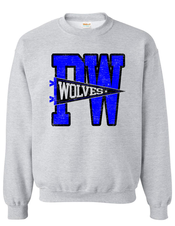 Plano West JV Cheer Ash Gray Pennant Design Crewneck Sweatshirt