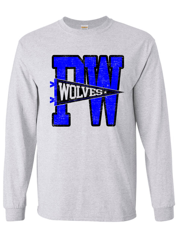 Plano West JV Cheer Ash Gray Pennant Design Long Sleeve Tee
