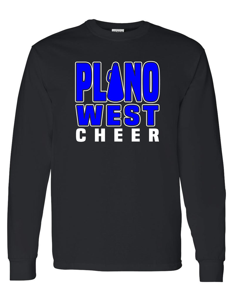 Plano West JV Cheer Black Megaphone Design Long Sleeve Tee
