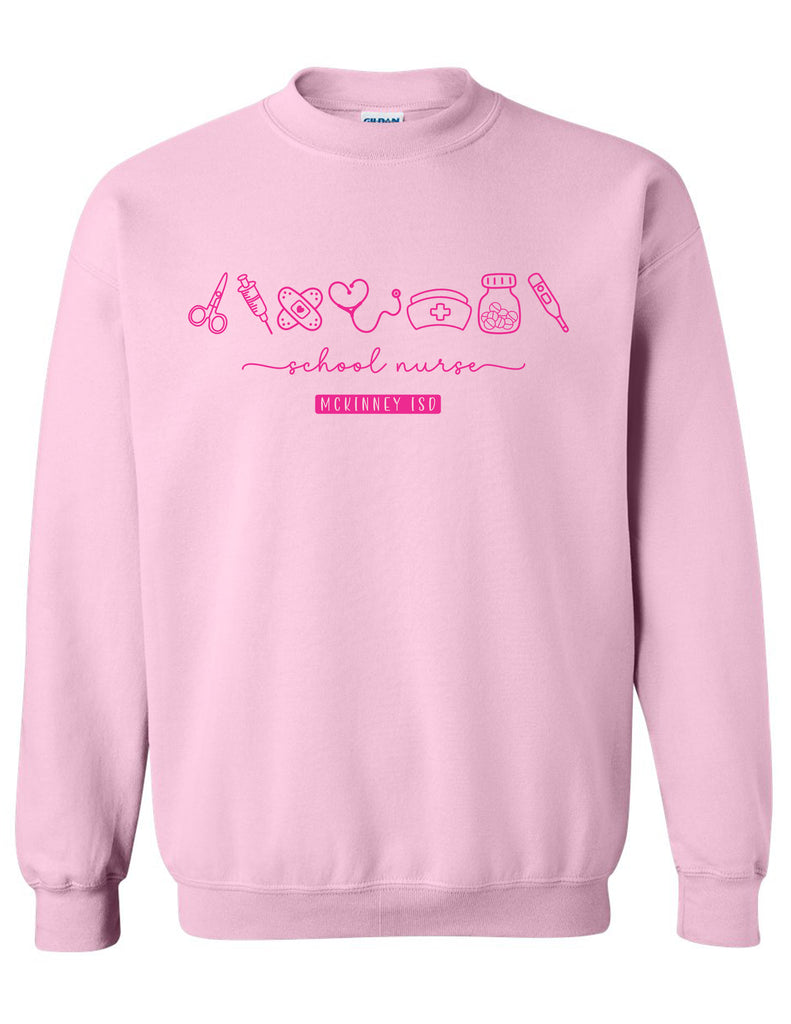 MISD Health Services Pink School Nurse Icon Crewneck Sweatshirt