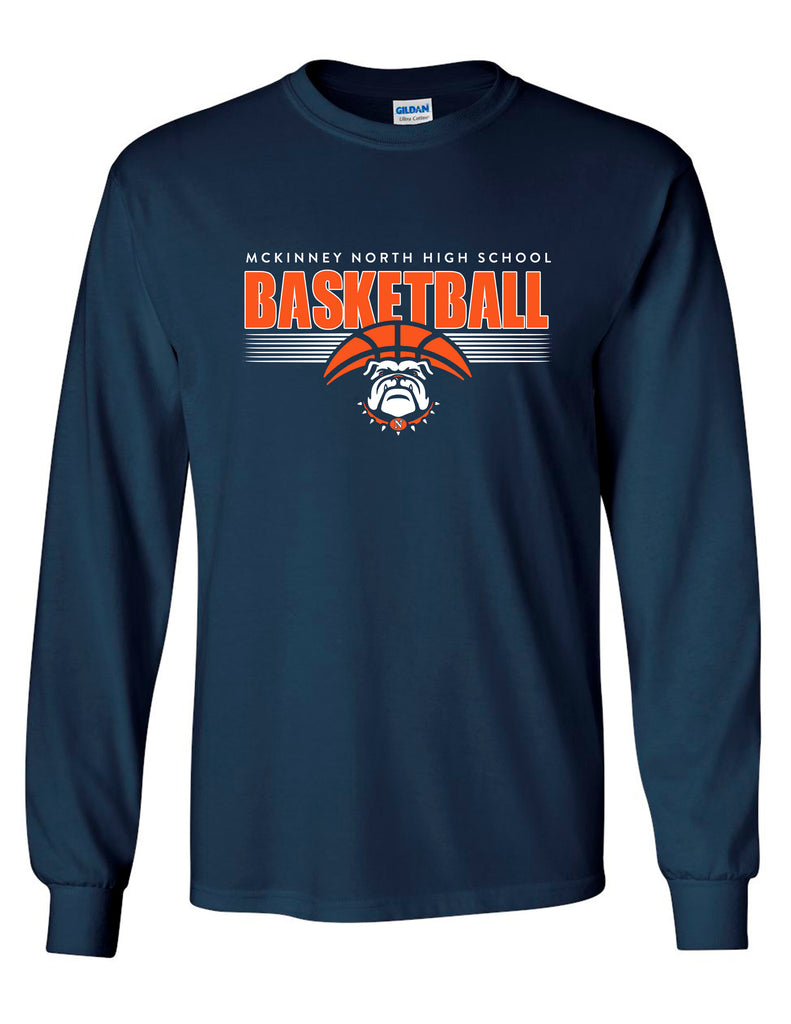 North Basketball Navy Lines Long Sleeve Tee