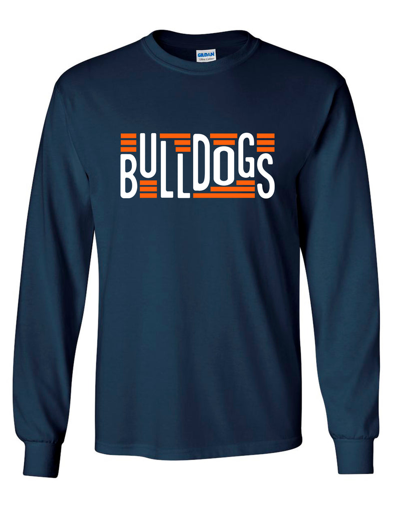 North Swim Navy Bulldogs Lines Design LS Tee