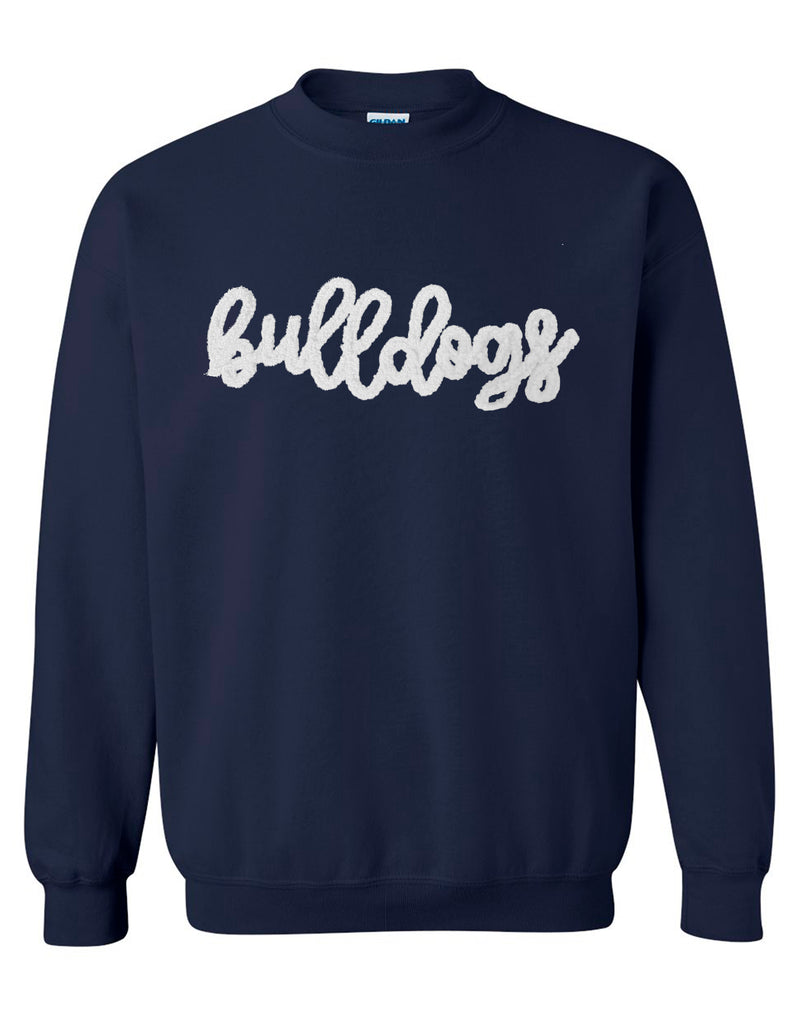 NorthStars Bulldogs Navy Chenille Embroidered Crewneck Sweatshirt