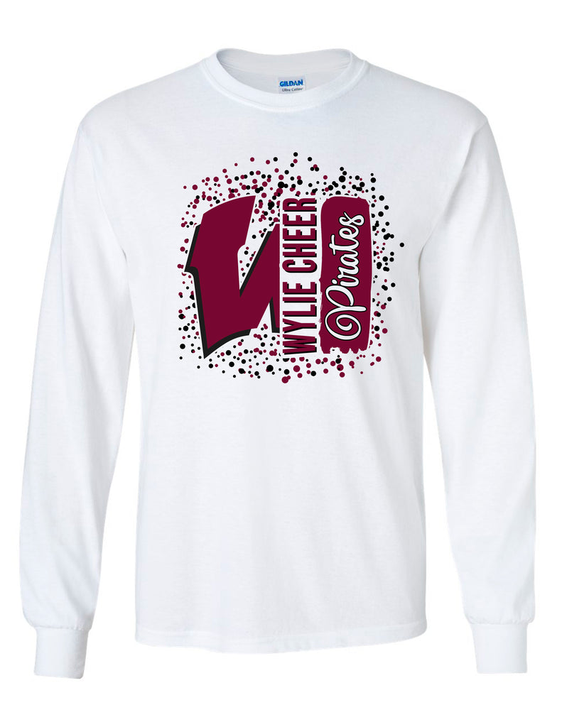 Wylie Cheer Confetti Dot Design Long Sleeve Tee