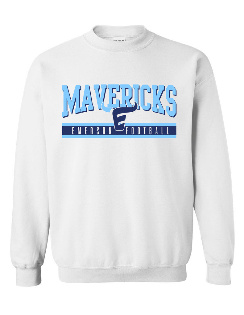 Emerson Football White Mavericks Crewneck Sweatshirt