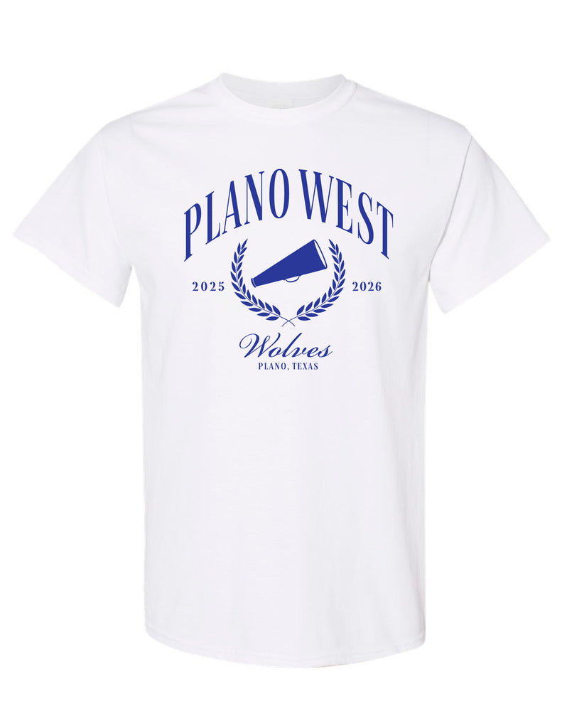 Plano West Cheer White Social Club Tee