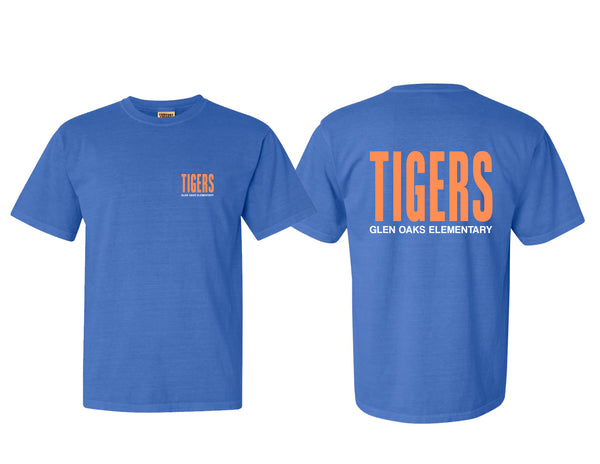 Glen Oaks Comfort Color Short Sleeve T-Shirt Flo Blue YOUTH