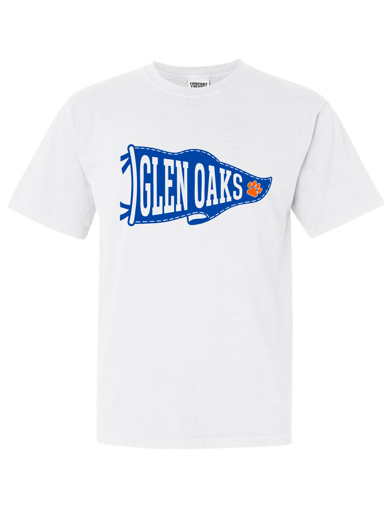 Glen Oaks Comfort Color Short Sleeve T-Shirt White Pennant Design YOUTH