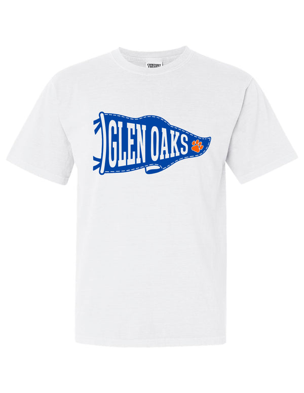 Glen Oaks Comfort Color Short Sleeve T-Shirt White Pennant Design YOUTH