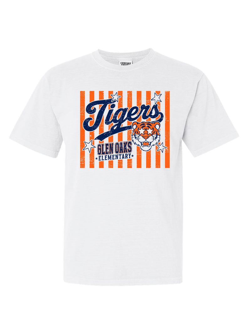 Glen Oaks Comfort Color Short Sleeve T-Shirt White Stripes YOUTH
