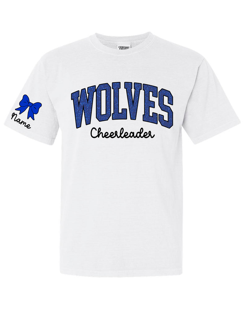 Plano West Cheer Embroidered Glitter Applique Comfort Colors CHEERLEADER Personalized Tee