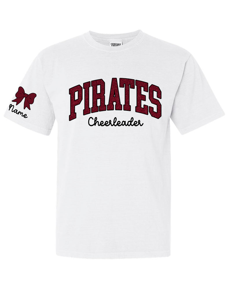 Wylie Cheer Embroidered Glitter Applique Comfort Colors CHEERLEADER Personalized Tee