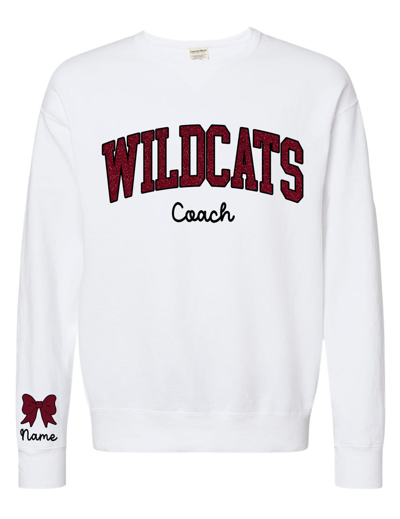 Plano Senior Glitter Applique White Comfort Wash COACH Crewneck with Personalization Option