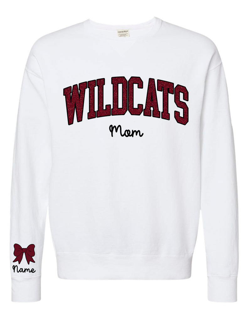 Plano Senior Glitter Applique White Comfort Wash MOM Crewneck with Personalization Option