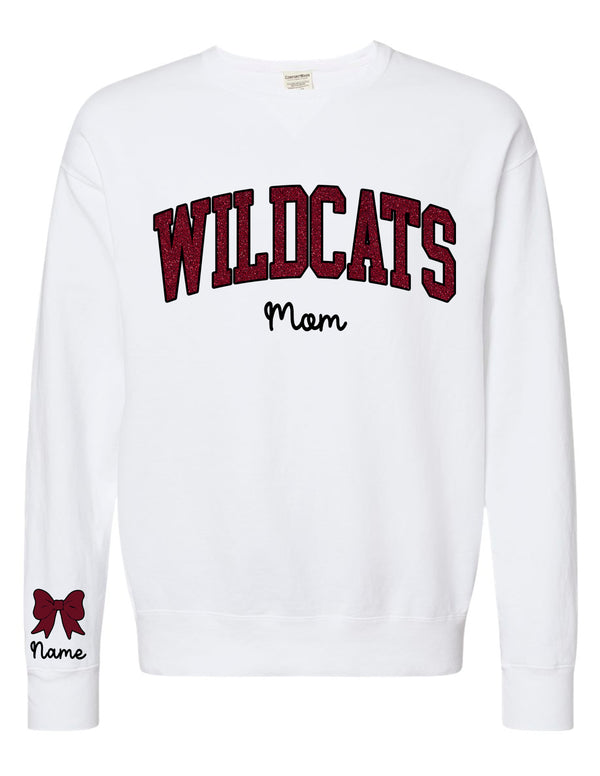 Plano Senior Glitter Applique White Comfort Wash MOM Crewneck with Personalization Option