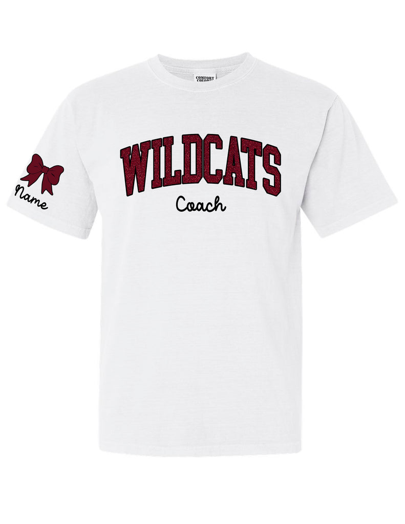 Plano Senior Glitter Applique White Comfort Wash COACH Tee with Personalization Option