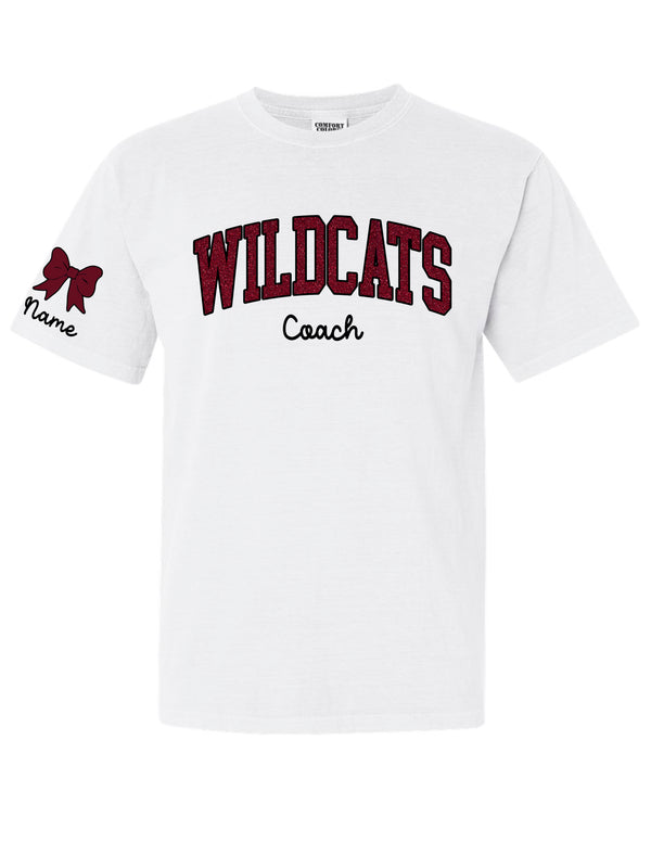 Plano Senior Glitter Applique White Comfort Wash COACH Tee with Personalization Option