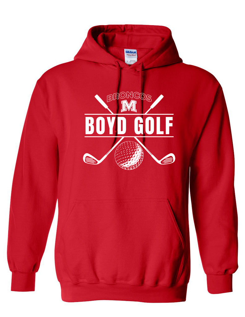 Boyd Golf Red Crossed Clubs Design Hoodie