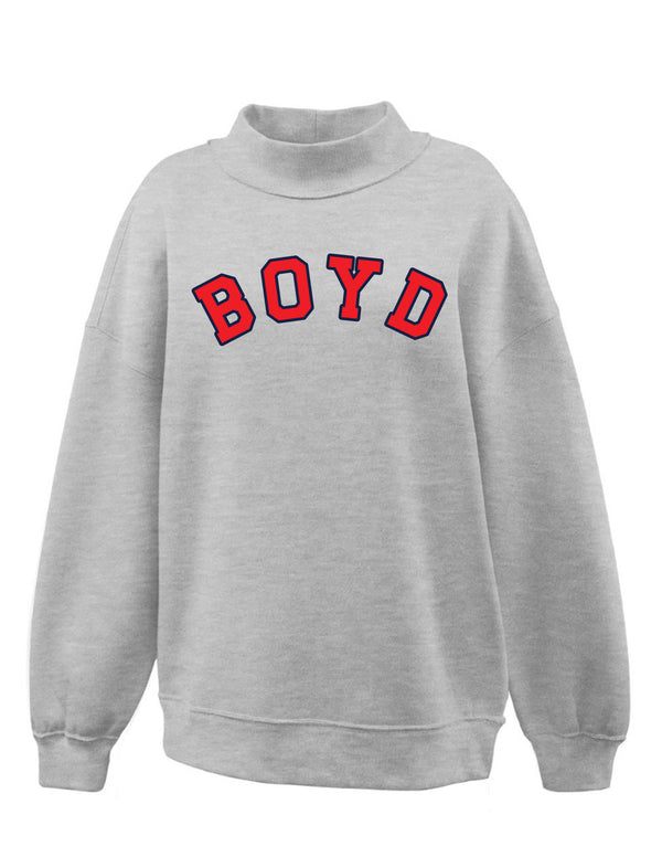 Boyd Football Gray Mockneck Applique/Embroidered BOYD