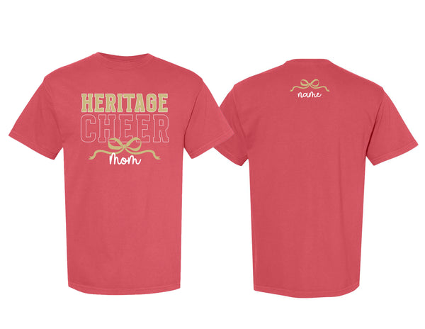 Heritage Cheer MOM Comfort Colors Crimson Tee with Personalization