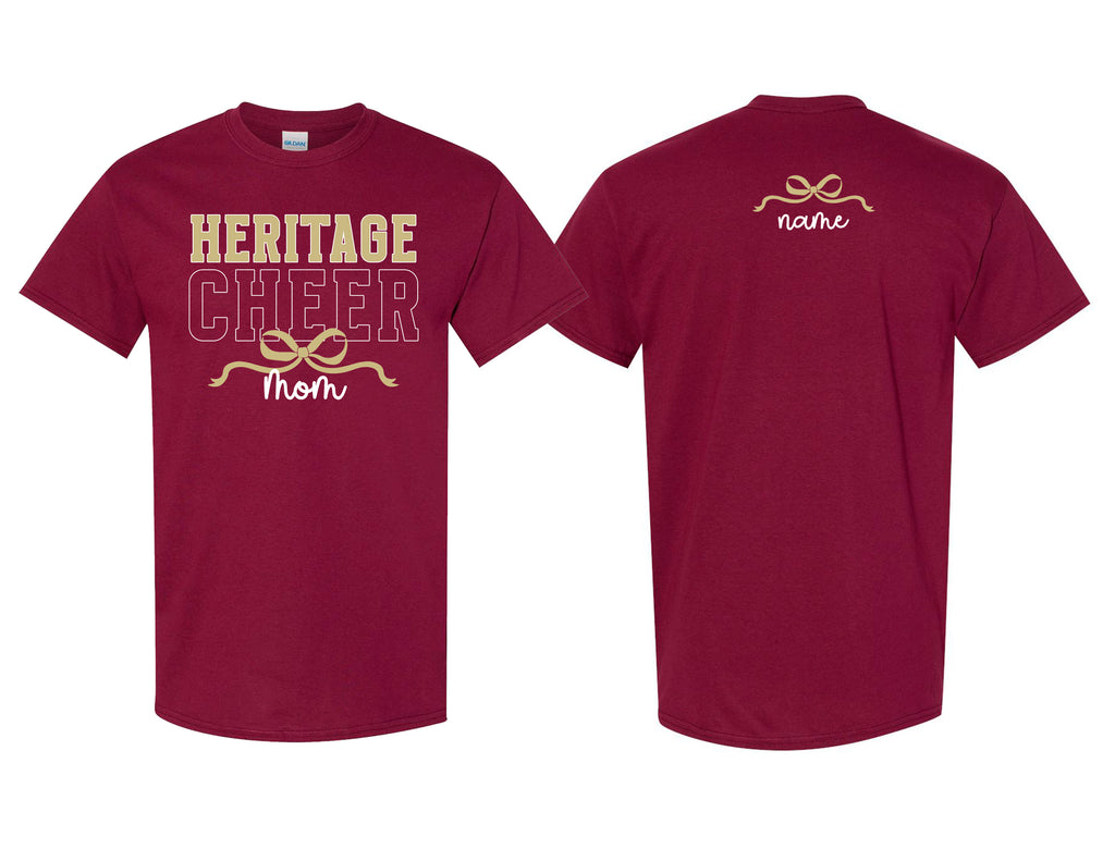 Heritage Cheer MOM Gildan Maroon Tee with Personalization