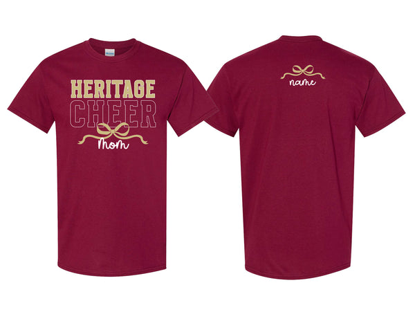 Heritage Cheer MOM Gildan Maroon Tee with Personalization
