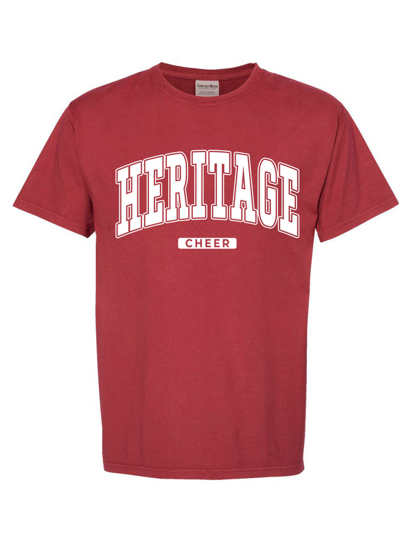 Heritage Cheer Oversized Print Cayenne Comfort Wash Tee