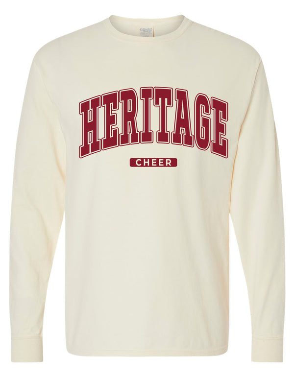 Heritage Cheer Oversized Print Parchment Comfort Wash Long Sleeve Tee